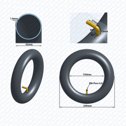 Câmara de ar curvada 90×90º 10×2.5 Ewheel