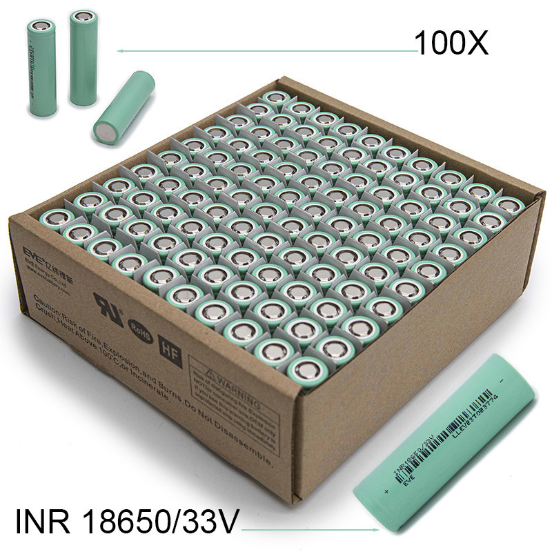 Celular Li-ION EVE ICR18650-33V 3100mAh – 10A – CAIXA COM 100 UNIDADES.