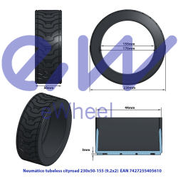Pneu urbano sem câmara 9.2×2 A Ewheel