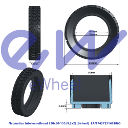Pneu Offroad sem câmara 9.2×2 Ewheel