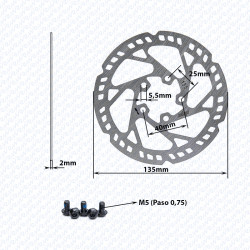 Disco de freio 135mm 5H